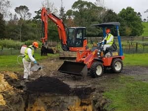MPI Biosecurity staff bury potting mix at an infected Kerikeri nursery.