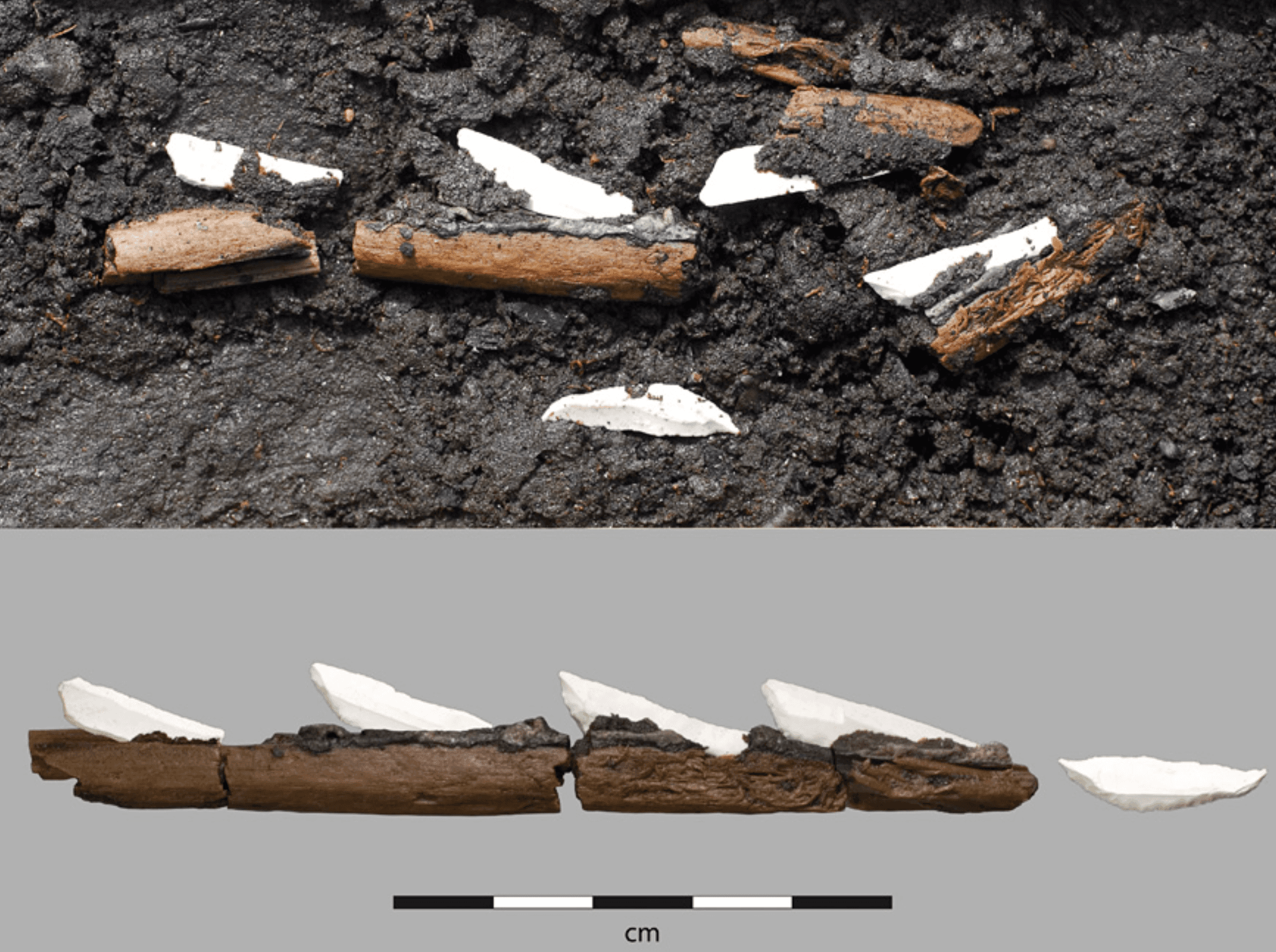Two images of a Rönneholm arrow with microlith barbs.